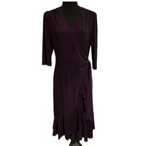 Kiyonna Whimsy True Wrap Dress Size XL Plum Passion Knee Length USA NWT